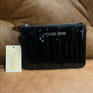 Michael Kors Black Patent Card Holder with Keyring